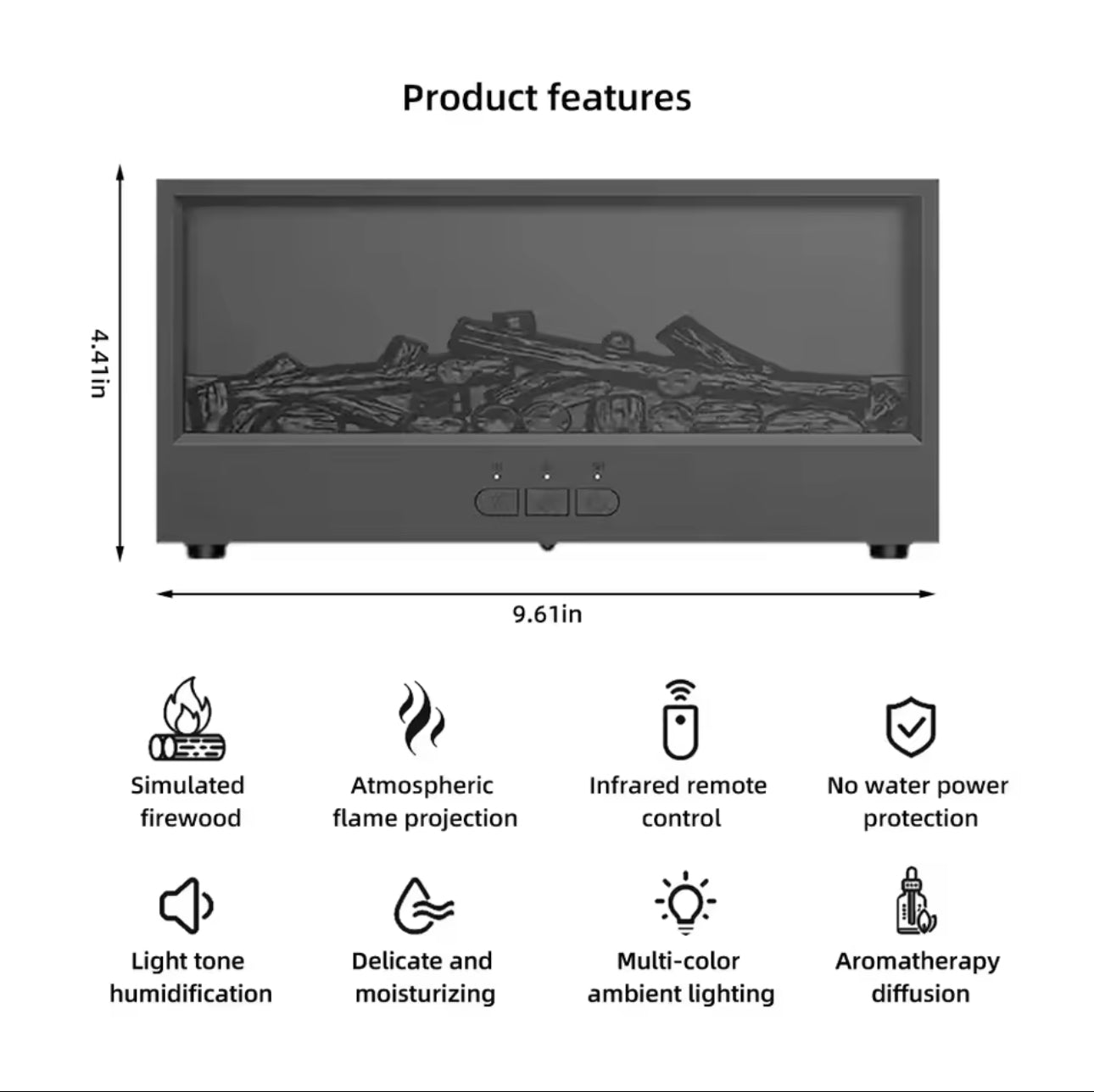 Simulated Fireplace Flame Aroma Diffuser & Humidifier